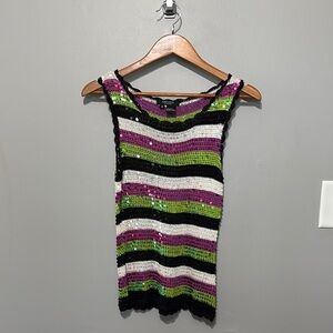 Karen Kane Lifestyle Striped Sequin Women's Dress Tank Top Medium EUC